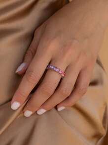 1pc S925 Sterling Silver Elegant Casual Cubic Zirconia Crystal Women's Ring, Women's Jewelry Gift, Birthday Gift, Party Gift - Ring - View 3