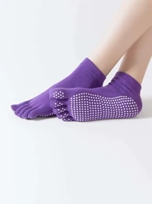 1 par de calcetines de yoga de dedo separado, con punta y talón abiertos, profesionales, con atmósfera difuminada para mujeres que practican yoga avanzado, calcetines de dedo altamente atractivos