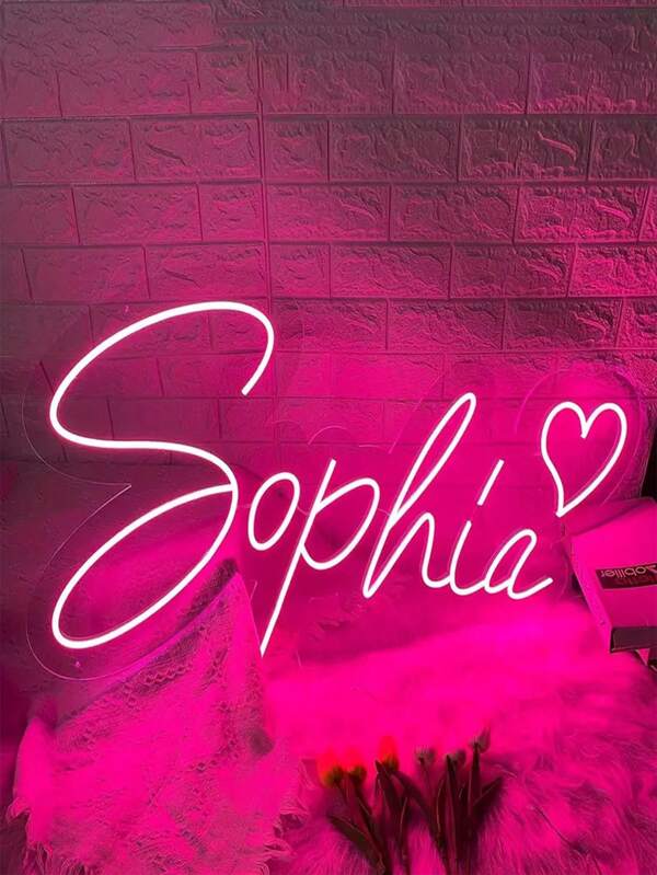 Customizable LED Neon Sign, Personalized Neon Wall Decor With Heart Shape Ending, Wall-Mounted, Suitable For Bedroom, Party, Living Room, Wedding Decoration, Christmas, Halloween, Thanksgiving, Birthday Mother's Day, Room Decor, Perfect Gift For Family And Friends, Colorful, Kawaii, Minimal Chic, Cute, For Her, Boyfriend, Girlfriend, Family, Friends, Nightlight, Neon Lights, Home Goods, Room Decor, Holiday Decor, For Anniversaries, For Birthdays, For Weddings