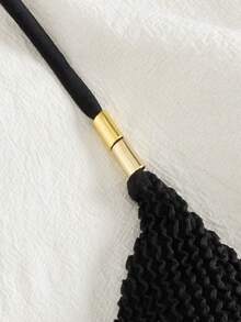 2 件性感女士泳衣套装，黑色比基尼，新款欧美时尚沙滩装，女士泳衣，夏季泳装，涤纶波浪纹，露背系带，适合海滩、泳池派对