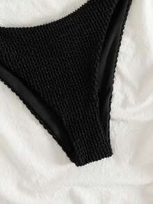 2 件性感女士泳衣套装，黑色比基尼，新款欧美时尚沙滩装，女士泳衣，夏季泳装，涤纶波浪纹，露背系带，适合海滩、泳池派对