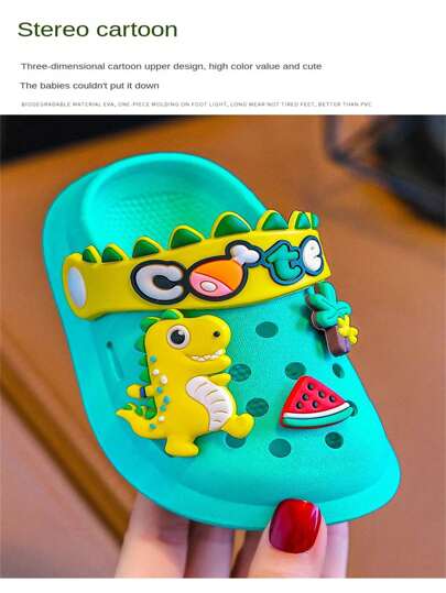 儿童轻便镂空透气凉鞋，卡通可爱防滑软底沙滩拖鞋，居家/户外运动/旅行时尚男女童包头凉鞋