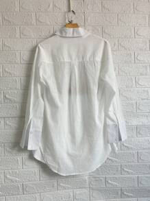 Linen Shirt And Shorts Set - trắng - Xem 3