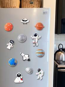 6pcs/Set Space Series Astronaut, Spaceship, Flying Saucer Refrigerator Magnets, Astronaut Creative Home Decor Magnets