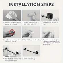 2 Pcl. Black Tools Home Decoration Bathroom Living Room Storage Space Aluminum Towel Rack Multifunctional Bathroom Device Slipper Rack Non-Perforated Wall-Mounted Bathroom Hardware Towel Rack Bathroom Accessories Bathroom Tools - Black - View 11