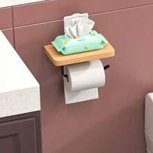 Wooden Tissue Box Holder, Deluxe New Model Storage Rack, Bathroom & Toilet Organizer Rack, Toilet Paper Box, Phone Holder - Multicolor - View 8