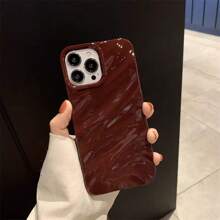 1pc Burgundy Minimalist 3D Wavy Pattern Soft Phone Case Compatible With IPhone 16 Pro Max/16/16 Pro/16 Plus/15/15 Pro Max/15 Pro/11/12/13/14 Pro Max/11 Pro/11 Pro Max/12 Pro/12 Pro Max/13 Pro/13 Pro Max/14 Pro/14 Pro Max, Creative Premium Feeling Waterproof Shockproof Anti-Fall Scratch Resistant - Burgundy - View 2