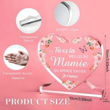 1pc 3.93inch Acrylic Heart Plaque – Heartfelt Gift For Grandma, Stepmom, Mamie – Perfect For Grandmother's Day, Birthday, Christmas – Unique Heart Decoration Gifts Graduation