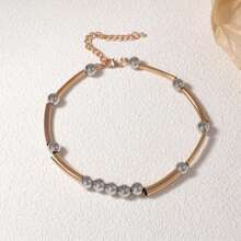 1pc Fashionable High-End Copper Alloy Beaded Necklace, Casual Daily Wear For Women