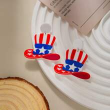 1 对亚克力耳环，带有心形、彩虹、恐龙、嘴唇图案，欧洲和美国独立日新款耳坠 - 彩色 - 查看 6