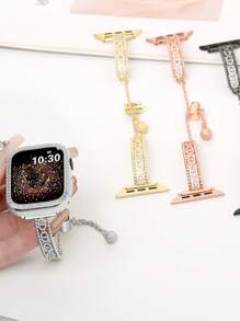 1pc Apple Watch Band , Hot New Elegant Female Gold Rose Gold Silver Black Luxurious Shiny Crystal Diamond Inlaid With Crystal Diamond Apple Watch All Crystal Diamond Adjustable Bracelet, Compatible With Se, S10/9/8/7/6/5/4/3 Series, Suitable For Boyfriend/Girlfriend Dates And Gifts, Apple Watch Smartwatch 40mm/41mm/42mm, Watch Accessories