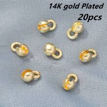 20pcs 4mm 18K Gold Plated Brass Clam Shell Bead Tip Crimp Ends With Loop Crimp Beads For DIY Bracelets Jewelry Making Supplies - 4mm - View 20