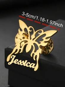 Broche de mariposa personalizado con nombre - Broche elegante de acero inoxidable chapado en oro de 18K, regalo perfecto de cumpleaños y Navidad para mujeres, madres, esposas
