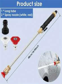 Heavy Duty Metal Pressure Washing Machine Rod With Universal Connector, Includes 2 Nozzles For Garden Hose, Multi-Purpose Sprayer For Automotive, Garden, Yard Cleaning And Agricultural Irrigation
