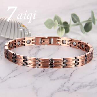 1 pieza Pulsera magnética de cobre rojo 99.99% para hombres y mujeres, regalo de festival y buena opción para expresar afecto a los amigos