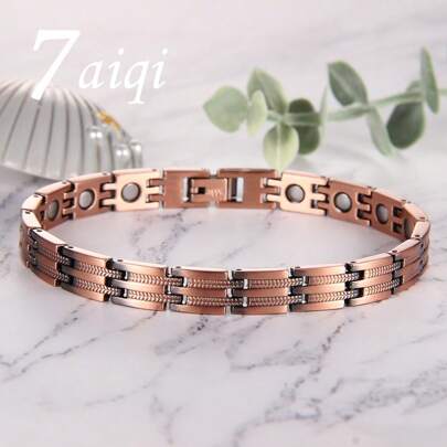 1 pieza Pulsera magnética de cobre rojo 99.99% para hombres y mujeres, regalo de festival y buena opción para expresar afecto a los amigos