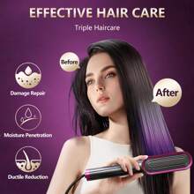 Brosse lissante, lisse mieux les cheveux que les produits normaux, convient à tous les types de cheveux, conception de peigne anti-brûlure, peigne à cheveux chauds pour des cheveux lisses sans frisottis - brosse fer à lisser en céramique, écran LCD, température réglable, utilisation mouillée et sèche, cadeau parfait pour les femmes