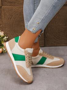 时尚女士派对鞋，轻便舒适透气，女士休闲运动鞋，百搭女士运动鞋 - 米色 - 查看 5