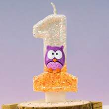 قطعة واحدة من شمعات أرقام 0-9 بتصميم البومة البنفسجية لديكور كعكة عيد الميلاد، تجربة جو احتفالي ملائمة لاحتفالات عيد الميلاد والزفاف وذكرى السنوية لكل من الأطفال والبالغين