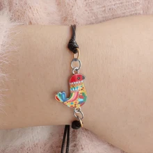 1 pieza/5 piezas Pulsera colgante de pollo miniatura colorido, elegante vintage con tema animal, hecho a mano con cordón de plástico tejido, tamaño ajustable, adecuado para uso diario y fiestas, regalo para amantes de los animales, se puede dar a familiares o amigos