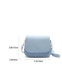 Bolso bandolera de medio círculo minimalista de material de PU de unicolor, bolso de hombro cruzado de estilo para mujer