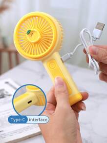 AOYI 1pc 500mAh Rechargeable Lithium Battery Powered Portable Cartoon Fruit Handheld 3-Speed Adjustable Mini Fan With USB Charging Cable - Multicolor - View 4