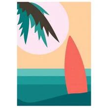 1pc Seaside Beach Scenery Surfing Coconut Trees Travel Posters Canvas Painting Wall Arts Home Decor No Frame