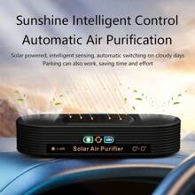 双核太阳能空气净化器，静音电子除臭器，高效去除车内异味，USB 充电，免维护 - 黑色 - 查看 5