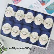 10 包，针织纱，中等厚度针织纱，亲肤保暖，手工针织针织纱，适用于毛衣、披肩、毛毯等。