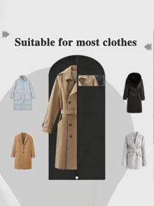 10-1pcs Black Garment Dust Cover, Hanging Clothes Bag, Waterproof Clothes Protector, Suit Garment Bag, Storage Bag, Essential For School, Office, Home - Black - View 7