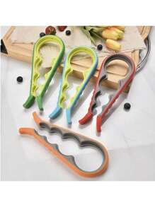 1pc 4-In-1 Multifunctional Bottle Opener, Jar Opener, Cap Remover, Beer Bottle Opener - Random Color