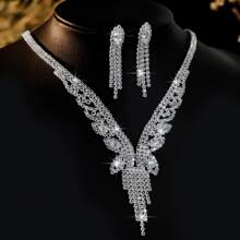 1 Set Bride Jewelry Necklace & Earrings Accessories, Versatile & Elegant Suite