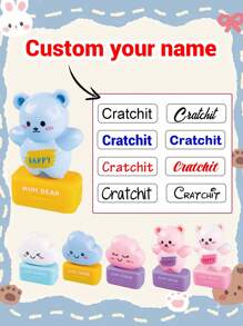 Sello personalizado con nube y oso adorables - Estilo A - Ver 8