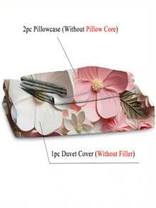 3 件套花卉印花羽绒被套装，波西米亚风格羽绒被套装（1 个被套，2 个枕套，不含填充物）适用于卧室、秋季装饰、秋季装饰、房间装饰