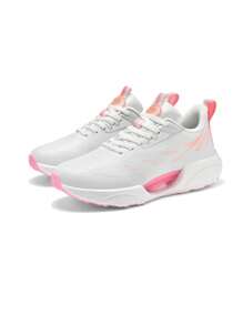 Wasserdichte Ganzjahres-Laufschuhe für Damen, einfarbige Low-Top-Sneaker mit Schnürverschluss, flacher Zehenpartie, Obermaterial aus Mikrofaser, Stofffutter und EVA-Sohle, modische leichte Laufschuhe für Damen für Frühling/Herbst, vielseitige, heiß verkaufte Sportschuhe mit dicker Sohle, lässige Joggingschuhe mit weicher Dämpfung