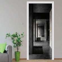 1 Set / 2 Pieces Self-Adhesive Waterproof Anti-Fouling Door Sticker Wall Painting, Removable PVC Wallpaper Wall Decal, Modern Luxury Gold Line Geometric Floral Pattern, Suitable For Indoor Outdoor Bedroom Kitchen Cabinet Wall Decor, 30.3 Inches X 78.7 Inches Room Decor Home Decor Bathroom Decor Wall Art Home Decor Living Room Wall Paper Wall Stickers House Decor Bedroom Decor Room Decoration Stuff Living Room Decor Personalised Stickers