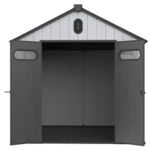 XWT013-1 8*10ft Resin Plastic Storage Shed For Backyard Garden Big Spire Tool Storage - 黑色+灰色如圖 - 查看 10