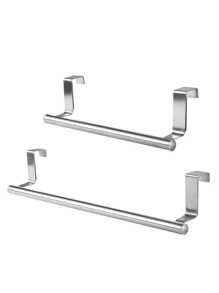 1 pieza Toallero de acero inoxidable, antióxido, soporte de toallas de cocina de barra única, montado en la puerta del gabinete, estante de almacenamiento de baño