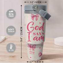 Christian Tumbler, 30oz Pink "God Says You Are" - Inspirational Faith Gifts, Perfect For Birthday, Spiritual Catholic Gift, Easter Gift Cup - 30oz - 查看 7