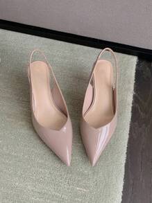 Xin Jing Shoes Giày cao gót thời trang đa năng dành cho nữ, giày bít mũi hở gót, giày lười dự tiệc, thích hợp cho công sở và đám cưới, thanh lịch, sang trọng, gót nhọn. - Bụi hồng - Xem 3