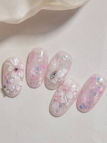 1 Stück Sakura & Schmetterling Nail Art Aufkleber - Rosa Blumen Nagel Aufkleber, selbstklebender Maniküre Dekor für Nail Art Charms, Herbst & Winter DIY.
