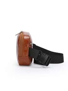 1pc Casual Plain Color Men's Chest Bag, PU Leather, Water-Resistant Waist Pouch, Sport Backpack, Crossbody Bag, Suitable For Sports, Fitness, Hiking, Travel, Shopping - Multicolor - View 11