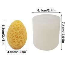 竖条纹花卉蛋形蜡烛模具，鹅蛋，石膏，蜡，硅胶 - 白色 - 查看 2