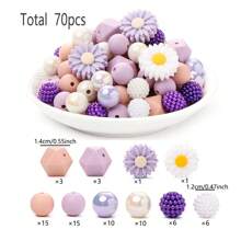 76pcs 12mm Small Daisy Flower Silicone Beads For DIY Jewelry Making Of Necklace, Bracelet, Keychain, Anti-Lost Wristband Valentines