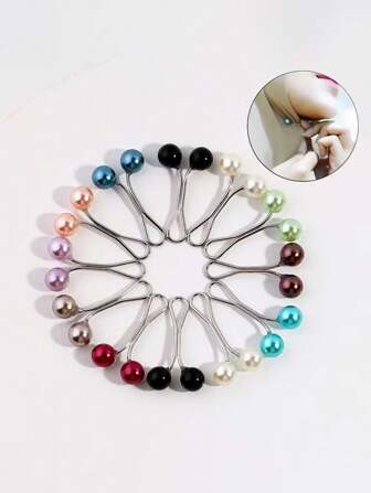 12pcs/Set Random Color Brooches For Women, Pearl Brooch Scarf Clip, Shawl Pin, Scarf, Shawl, Scarf Clip Pin, Pearl Pin, Cardigan Brooch