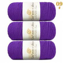 Set de 3 ovillos de hilo 100% acrílico suave y cómodo de 5 hebras [1 paquete de 570g/3 ovillos] adecuado para tejer a crochet mantas DIY, ropa, bolsos, pantuflas y otras manualidades