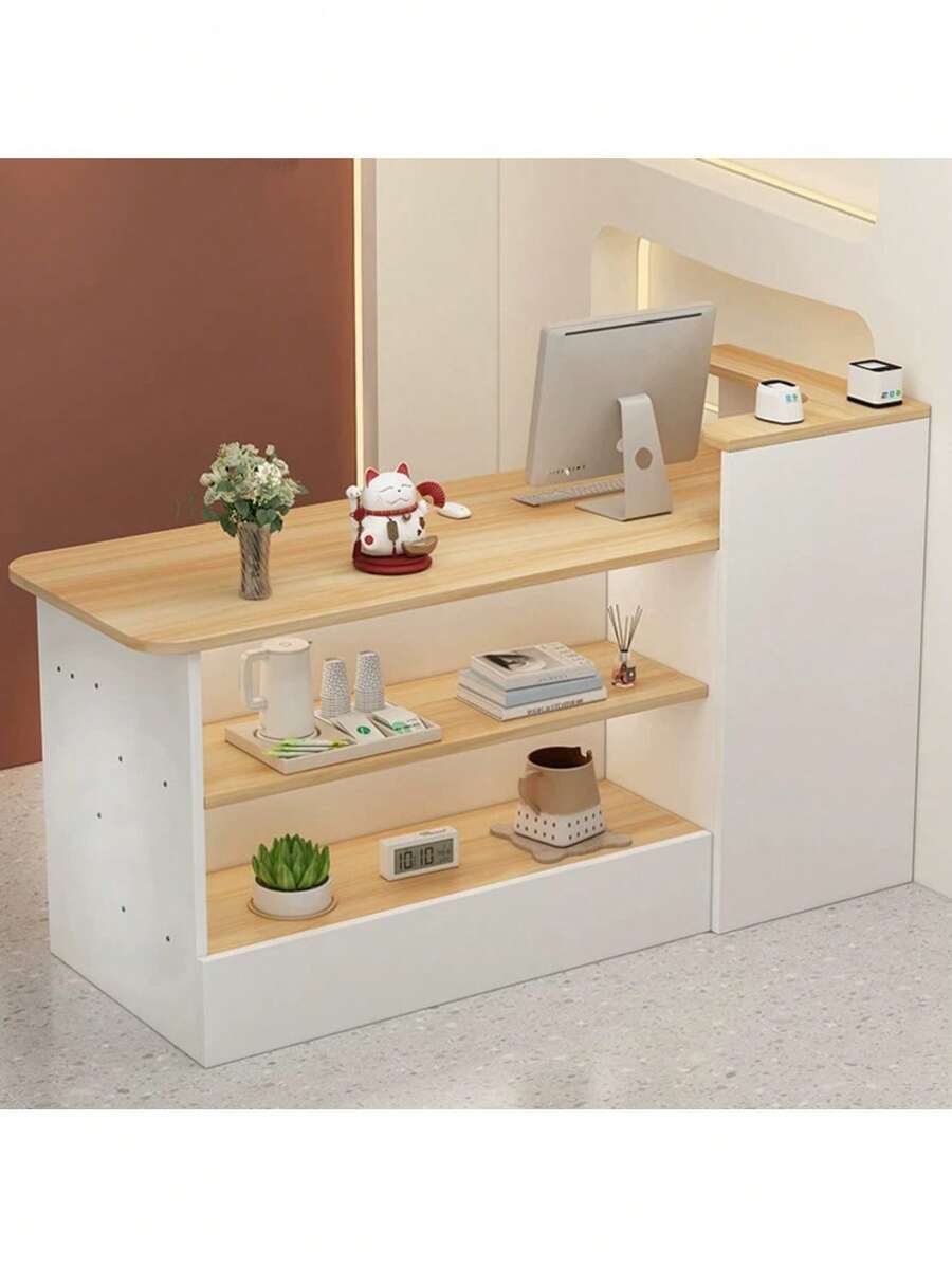 Mueble De Recepción Moderno Para Oficina Con Cajones 120cm - Blanco - Ver 1