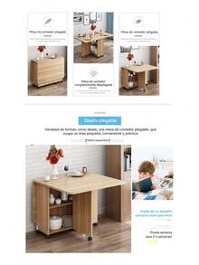 Mesa De Comedor Multifuncional Plegable Y De Madera Moderna - Caqui - Ver 3