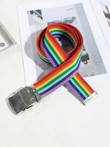 1 Stück Herrengürtel mit Regenbogen-Gurtband-Schnalle, vielseitiges Tages-Accessoire