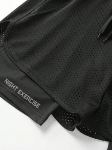 Conjunto de ropa deportiva de moda minimalista, camiseta deportiva y pantalones cortos transpirables, con detalles de mangas que agregan un toque atlético, apropiado para deportes diarios como correr, ir al gimnasio, senderismo, trekking - Negro - Ver 9